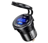 Widybord Metallo Fast Charge 3.0 e PD Tipo C45W USB18W Presa per Caricabatteria da Auto USB Presa Moto Presa di Corrente Ricarica Facile da Installare Facile da Usare
