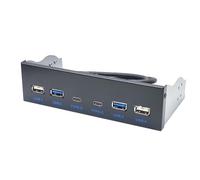 Widybord Pannello frontale USB 3.0 per desktop da 5,25 pollici CD-ROM Drive Bay USB3.0/3.2 19 pin USB2.0 9 pin a 2 USB tipo C + 2 USB 3.0 + 2 USB 2.0