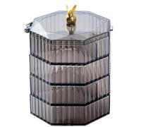 Widybord Portagioie in acrilico con manico, trasparente, per donne e ragazze, organizer per trucchi, resistente, grigio