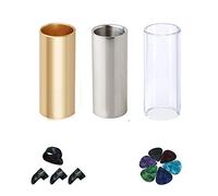 Widybord Set di 1 slide per chitarra, 1 vetro, 1 scivolo in acciaio e 1 slide per chitarra in, 6 plettri per chitarra e 4 plettri per