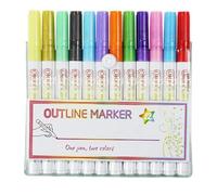 Widybord Set di 12 penne gel glitterate 2 in 1, pennarelli a doppia linea, set di penne glitterate colorate per scrittura