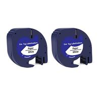 Widybord Set di 2 nastri di ricambio per etichette in plastica nero su bianco per etichettatrice