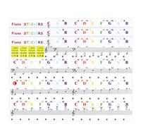 Widybord Set di 3 adesivi per tastiera per pianoforte per principianti per tastiere 88/61/49/37, rimovibili e trasparenti