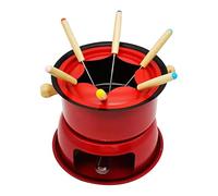 Widybord Set di Mini pentole Rosse in Acciaio per fonduta di Formaggio e Cioccolato, 6 forchette da Immersione e pentola Rimovibile per sciogliere Salsa Caramelle