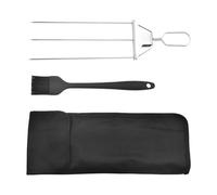 Widybord Set di spiedini di spiedini in acciaio inox set di spiedini a 3 pin per barbecue con cursore barra di spinta rimozione facile degli alimenti