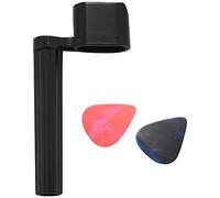 Widybord Sgabello con 2 plettri, manovella per corde di chitarra western, chitarra classica, chitarra elettrica o acustica, nero, con estrattore e plettri