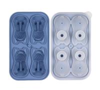 Widybord Stampo per cubetti di ghiaccio a forma di bulldog francese, a 4 fori, divertente, per whisky, cocktail, colore blu, resistente, facile da usare