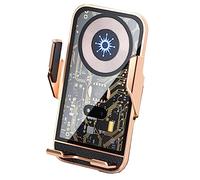 Widybord Supporto di ventilazione per caricabatterie da auto senza serraggio automatico, ricarica 15 W, supporto per telefono per caricabatterie iOS 14/13/12 universale-oro