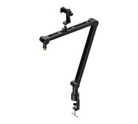 Widybord Supporto per microfono regolabile a 360 gradi con supporto per telefono per la trasmissione in diretta, supporto per microfono a braccio di freccia robusto