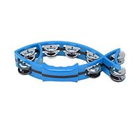 Widybord Tamburello a forma di pesce, in metallo ABS, doppio tamburello, strumento musicale ritmico per bambini (blu)