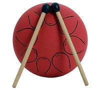 Widybord Tamburo per lingua in acciaio 8 note 5 pollici tamburo di prenotazione Chakra sacchetto di immagazzinaggio a Percussione in acciaio e mazze (rosso)