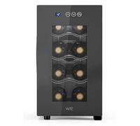 WIE Cantinetta Vino 8 Bottiglie, Raffreddamento Termoelettrico, Cantinetta Vino Refrigerata con Controllo touchscreen, Porta in Vetro a Specchio, Ripiani Regolabili, Luce LED, Muto, 5-18℃
