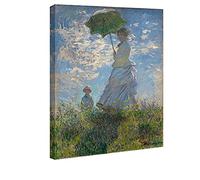 Wieco Art Donna con un ombrellone Madame Monet e suo figlio Stampe su tela Wall Art di Claude Monet Famosi dipinti ad olio classici Riproduzione Persone Paesaggio Immagini Opere d'arte