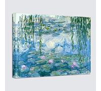 Wieco Art MON0023-3040 Riproduzione del quadro ad olio “Le Ninfee”, di Claude Monet, stampa Giclée su tela, da appendere, per la decorazione della casa