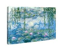 Wieco Art Ninfee di Claude Monet, riproduzione di dipinti a olio con fiori, extra large, stampa giclée su tela, decorazione da parete per la casa