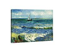 Wieco Art Quadro su tela da parete in stile marino, a Saintes Maries di Vincent Van Gogh, riproduzione moderna di dipinti ad olio, stampa su tela, per soggiorno, casa, ufficio