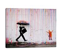 Wieco Art Quadro su tela di Banksy Raining Day o graffiti colorati Street Famous Wall Art Modern Inspirational Grey Love Pictures Stampa artistica per sala da pranzo, cucina, casa, ufficio