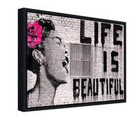 Wieco Art - Riproduzione dell’opera d’arte di Banksy “Life is Beautiful” stampa su tela per decorare la parete in modo moderno, per la casa e l'ufficio