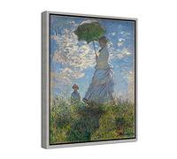 Wieco Art Stampa artistica da parete con cornice, donna con ombrellone, Madame Monet e suo figlio di Claude Monet, famosa stampa a olio classica su tela, decorazione da parete per camera da letto,