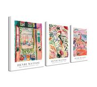 Wieco Art Stampa artistica da parete su tela, 3 pezzi, Henri Mattise, arte astratta, colorata, poster Matisse, stampe su tela per decorazioni da parete e ufficio