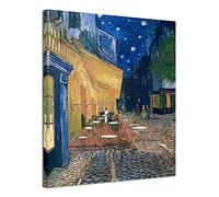 Wieco Art Stampa artistica su tela, Cafe Terrace at Night, Vincent Van Gogh, 50 x 60 cm, Decorazione da parete per soggiorno