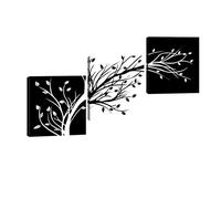 Wieco Art - Stampa artistica su tela in 3 pannelli, motivo floreale astratto, tecnica giclée, in bianco e nero, decorazione per salotto, stanza da letto, casa