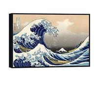 Wieco Art,Stampa su tela con cornice nera grande onda di Kanagawa Hokusai giclée su tela da parete astratta paesaggio marino Immagini dipinti per soggiorno decorazioni per la casa Grande arte moderna