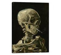 Wieco Art Stampa su tela con teschio di scheletro con sigaretta accesa di Vincent Van Gogh, 1886, decorazione da parete per la casa e decorazione da parete, stampa su tela post-impressionismo