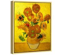 Wieco Art Vaso con cornice dorata con quindici girasoli di Van Gogh, stampa su tela moderna astratta su tela, per casa, ufficio, camera da letto, decorazioni