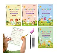Wiederverwendbare gerillte Handschrift-Übungsbücher - Magic Copybook Set für Kinder, Lernhefte mit Rillen | Vorschul-Arbeitsbuch für frühe Bildung, Alphabet, Zahlen, Zeichnen, kreative Aktivitäten