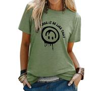 WIEIYM Maglietta da donna girocollo T-shirt estiva T-shirt con slogan grafico sorridente Something It Be Like That Unisex Top di base, Verde, M
