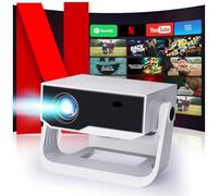 Wielio Videoproiettore con proiettore portatile integrato Full HD 1080, Android 11 WiFi6 BT5.2, correzione automatica del tasto di scelta rapida, compatibile con Netflix e YouTube, sistema home