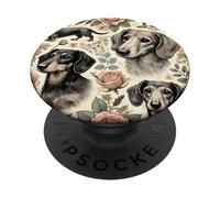 Wiener Dogs Vintage Flowers Carino Cane Salsiccia Bassotto PopSockets PopGrip Adesivo