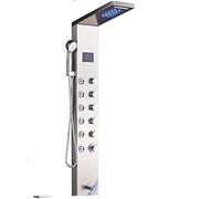 Wieoc Pannello doccia in acciaio inox doccia pioggia e cascata testa schermo a led massaggio a schermo basso beccuccio e spray a mano Funzionalità senza impronte digitali-Nicken spazzolato