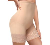 Wiepux Donna Guaina Contenitiva Modellante Body Contenitivo Pancera Vita Alta Mutande Shapewear Snellente Pancia Piatta e Glutei Scolpiti Pantaloncini Controllo Ventre Pizzo Antisfregamento(Beige,L)