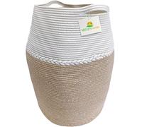 WIESEN.design Cesto Jamila Ø 46/39 x 65 cm, marrone chiaro/bianco/105 l, in cotone, per la cameretta dei bambini, per il bagno, cestino intrecciato, cesto portabiancheria pieghevole