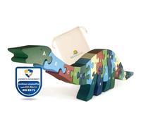 WIESEN.design Puzzle a forma di lettere Dino, Montessori Giocattoli a partire dai 3 anni, DIN EN71 testato e confezionato in modo sostenibile, puzzle in legno per bambini, puzzle ABC a partire dai 3