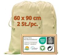 WIESEN.design Sacco da frutta - 280 g/m² in cotone resistente certificato Oeko-Tex® per applicazioni durevoli e professionali, 60 x 90 cm - 2 sacchetti regalo, sacchetto per cipolla, sacchetto con