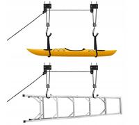 Relaxdays 3X Portabici da Soffitto Fino a 30 kg, Appendi Bicicletta a Carrucola, Garage e Cantina, Ganci di Supporto, Nero
