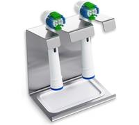WIETRE portaspazzolini in acciaio inossidabile con vaschetta raccogligocce | compatibile con Oral-B, iO, Philips Sonicare, Waterpik, Fairywill | portaspazzolini (per 2)