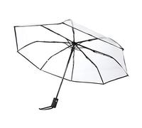 Wifehelper Ombrello Pieghevole Trasparente, Tri-Fold Portatile, 98x57 cm, Nero, in Carta Oleata e Acciaio, Apertura Automatica, per Donna e Bambini