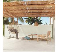 WIFESE 140x600 cm Paravento Avvolgibile Esterno Retrattile Esclusiva Tenda Parasole Pannelli Laterali Tenda Laterale Anti UV per Patio e Balcone Crema Tessuto Chiusura Automatica