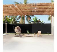 WIFESE 180x1200 cm Tenda Laterale Avvolgibile Retrattile Tende da Esterno Separe Divisorio Esterno Tenda da Sole Laterale Tenda da Giardino Avvolgimento Automatico per Patio Nero Tessuto