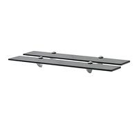 WIFESE 2 scaffali sospesi, 70 x 10 x 0,8 cm, in vetro, per soggiorno, bagno, mensola da parete, in vetro, nero, vetro temperato di sicurezza in lega di zinco