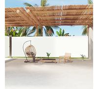 WIFESE 220x1200 cm Paravento Pieghevole Retrattile Separe Divisorio Esterno Tenda a Rullo per Esterno per Patio Crema Tessuto Tenda Laterale Avvolgibile Avvolgimento Automatico