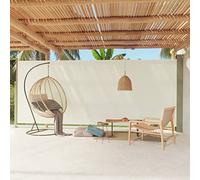 WIFESE 220x600 cm Paravento da Esterno Paravento Laterale Retrattile Pannelli Laterali Parasole Tenda Laterale Anti UV per Patio e Balcone Crema Tessuto Chiusura Automatica