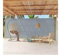 WIFESE 220x600 cm Paravento da Esterno Retrattile Paravento Laterale Pannelli Laterali Parasole Tenda Laterale Anti UV per Patio e Balcone Grigio Tessuto Chiusura Automatica