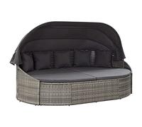 WIFESE 230 x 145 x 141 cm, isola parasole per esterni, con tettuccio parasole, schienale regolabile, da giardino, sedia a sdraio, divano da giardino, mobili da giardino in polietilene, colore grigio