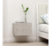 WIFESE Comodino Sospeso 40x30x30 cm 2 pz Comodini Sospesi Camera Da Letto Stretto Comodino Cameretta Tavolino Contenitore Grigio Cemento