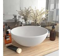 WIFESE Lavandino Lusso Rotondo Bianco Opaco 32,5x14 cm in Ceramica Da Appoggio per Bagno